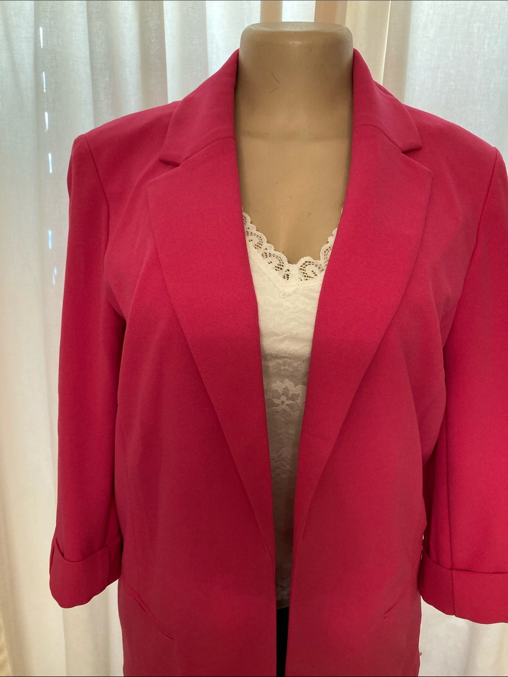 Anne Klein Hot Pink Open-Front Blazer - Picture 4 of 7